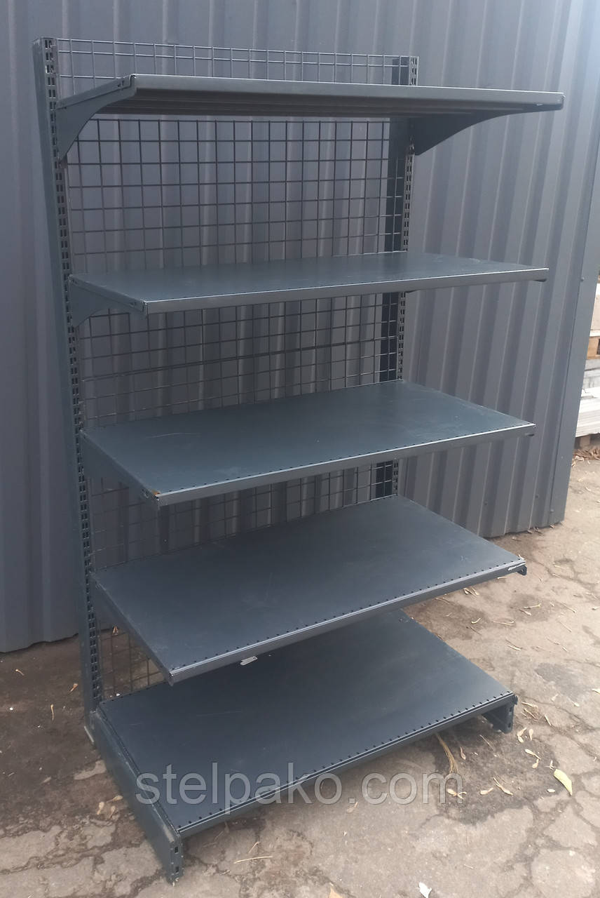 Торговий пристінний (односторонний) стелаж (торець) «Колумб» 180х100 см., чорний, Б/у, фото 1