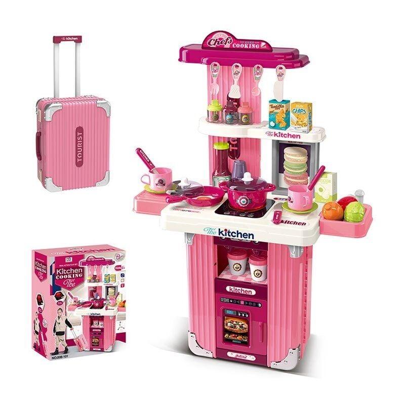Кухня 008-101 (8) 2 в 1: кухня+валіза, висота 66 см, підсвічування, звуки приготування, регуляція звуку, посуд, продукти,