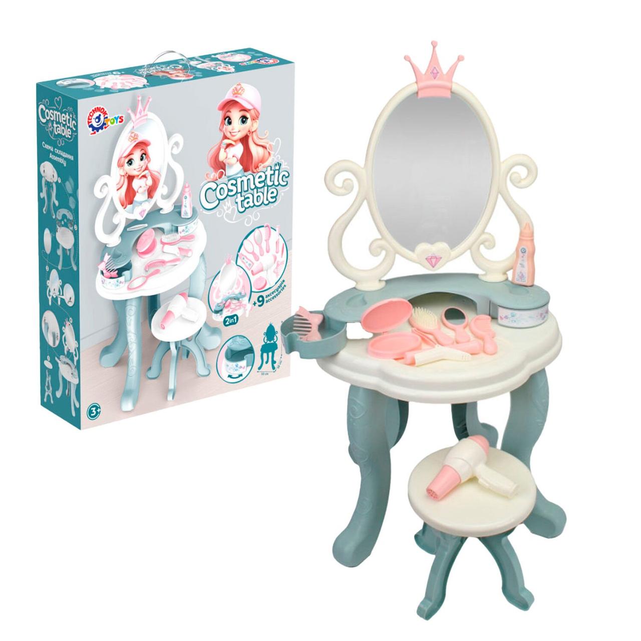Гр Косметичний столик 1638 (3) "Technok Toys", дзеркало, табурет, аксесуари, в коробці