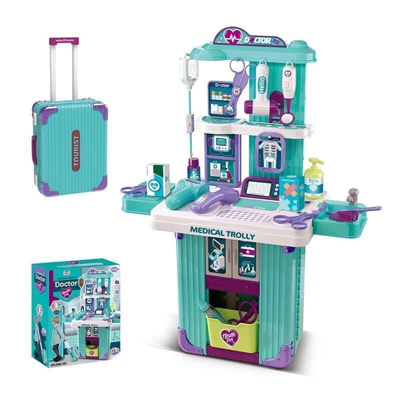 Набір лікаря 008-105 (8) валіза, висувна ручка, на коліщатках, монітор, електронний термометр, сканер, дзеркало, молоточок,