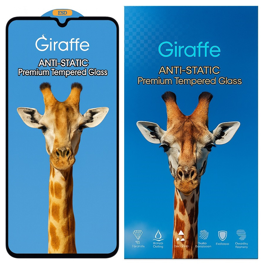 Захисне скло Giraffe для Samsung Galaxy A16 4G/ SM-A165 антистатичне покриття, олеофобне, з чорною рамкою