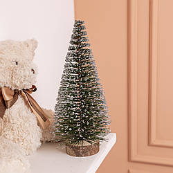 Новорічна настільна ялинка засніжена Стріла 25 см на дерев'яній підставці SOK-М-12-1