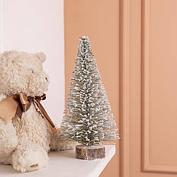 Новорічна настільна ялинка зимова Стріла 25 см на дерев'яній підставці SOK-М-12-2