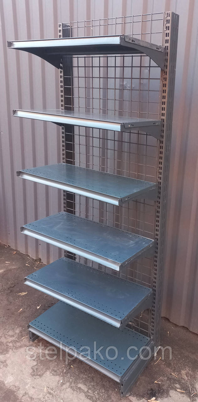 Торговий пристінний (односторонний) стелаж (торець) «Колумб» 180х66 см., чорний, Б/у, фото 1