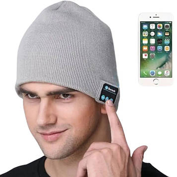 Портативна колонка шапки з bluetooth навушниками SPS Hat BT True. Колір: сірий