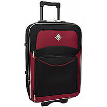 Валіза дорожня тканинна на колесах Bonro Style M середня чорно-вишнева з кодовим замком і висувною ручкою, фото 3