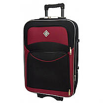 Дорожня валіза на колесах Bonro Style M невелика тканинна чорно-вишнева з кодовим замком і висувною ручкою, фото 4