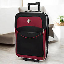 Валіза дорожня тканинна на колесах Bonro Style M середня чорно-вишнева з кодовим замком і висувною ручкою, фото 4