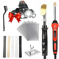 Набір для паяння пластику 100Вт + Подарунок Налобний ліхтар RJ 3000 / Паяльник для паяння пластикових деталей