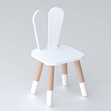 Дитячий стільчик вушка зайчика 26.5х26х25 см, стілець у дитячу кімнату до 7 років, білий