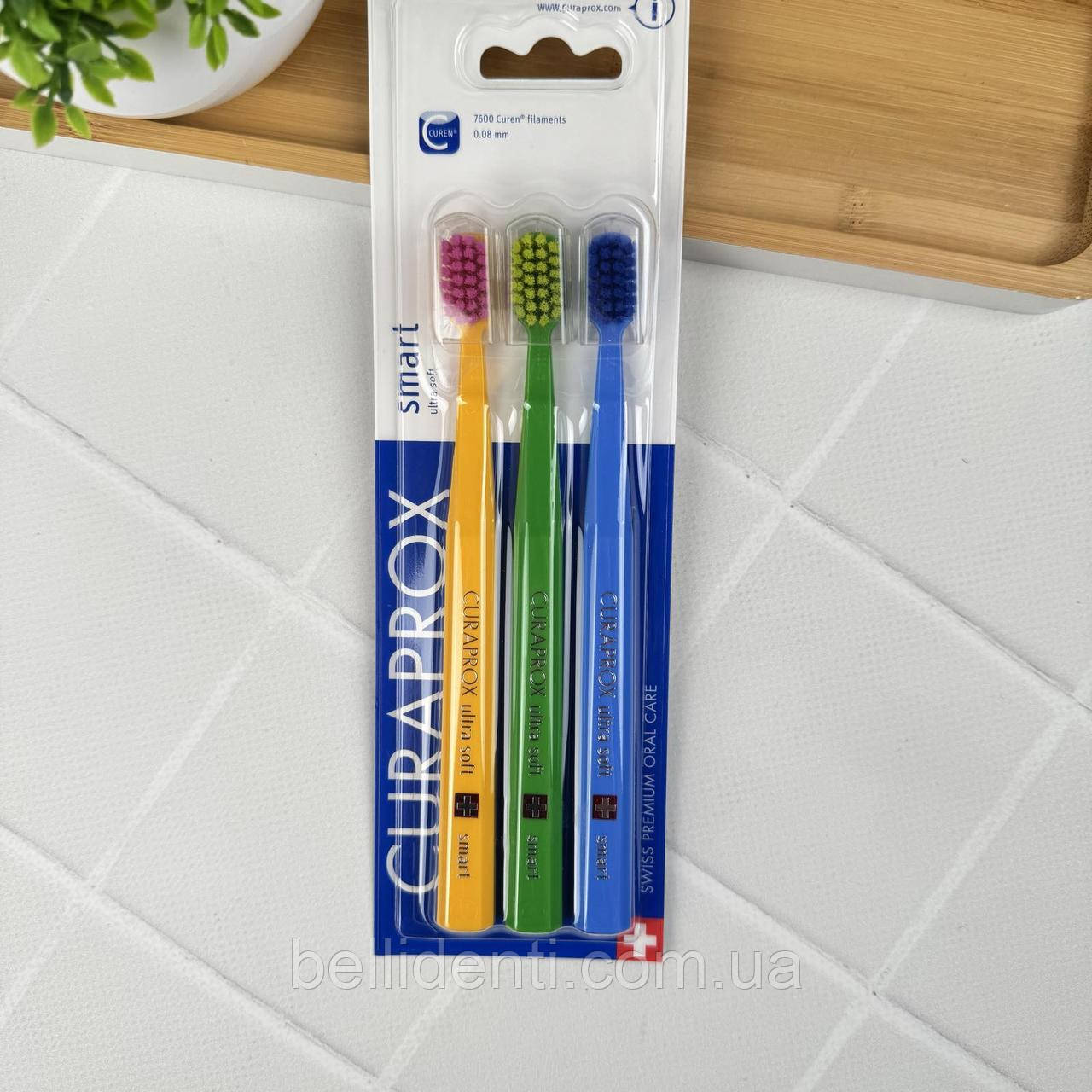 Набір зубних щіток Curaprox Smart CS 7600 від 5 до 12 років (помаранчева, зелена, світло-блакитна), 3 шт