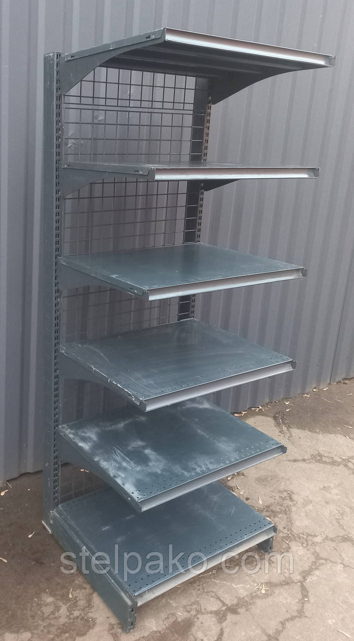 Торговий пристінний (односторонний) стелаж (торець) «Колумб» 180х66 см., чорний, Б/у, фото 1