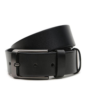 Ремінь шкіряний чоловічий 125×3.5 / пасок для брюків та джинсів, чорний