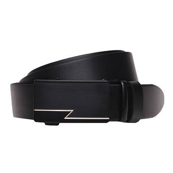 Автоматичний пасок з натуральної шкіри 115-125×3.5 / ремінь на штани для чоловіка, чорний
