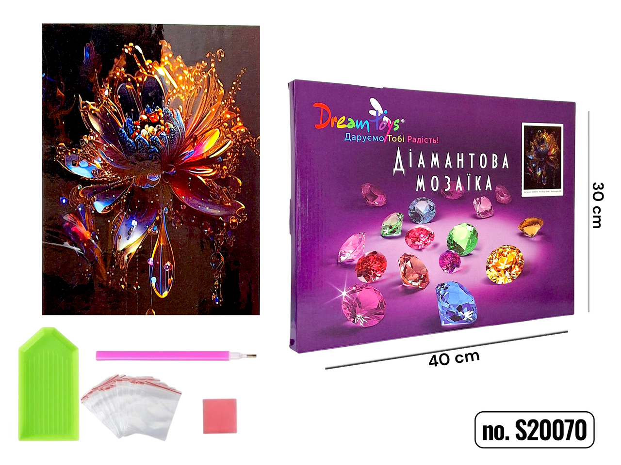 Алмазна мозаїка на підрамнику "Магічний Лотос" 30×40 см, фото 1