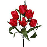 Штучні квіти букет тюльпани 7-ка щільний атлас, 46см, фото 3