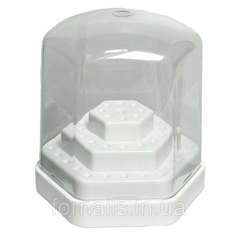 Підставка для фрез з кришкою 6 гранна на 48 шт Біла, фото 1