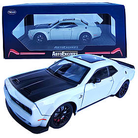 Машинка металева Dodge Challenger SRT Додж біла 1:24 звук світло відкр двері баг капот 20*7*5,5см (GT-12099)