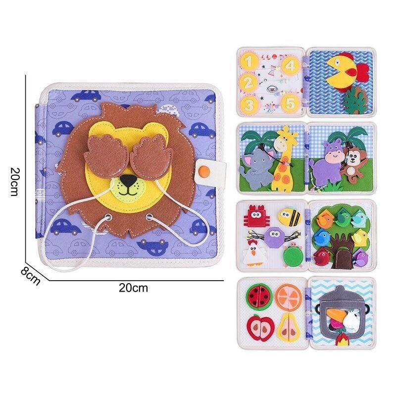 М'яка книжка-бізіборд Лев фетр пальчикові ігри сортер липучки 20*20*8 см (25005), фото 1