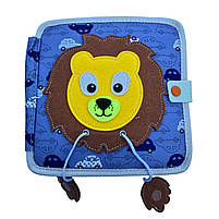 М'яка книжка-бізіборд Лев фетр пальчикові ігри сортер липучки 20*20*8 см (25005), фото 3