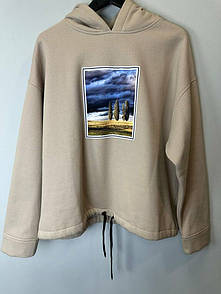 Жіноча худі oversize із принтом пейзажу KAPTSOVA MKKS300809-1