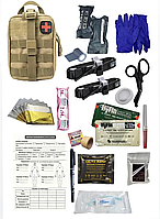 Аптечка тактическая военная укомплектованная №20 в подсумке с быстрым сбросом койот