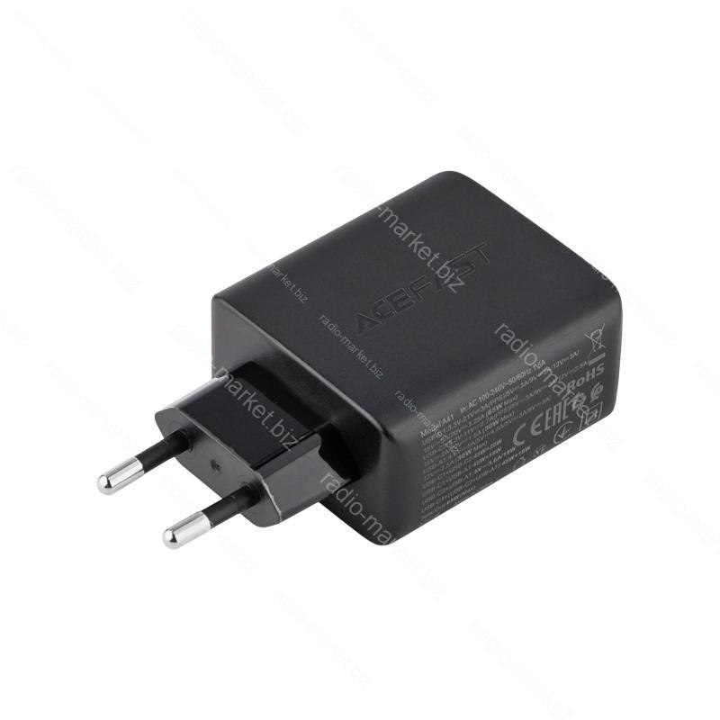 Зарядний пристрій Acefast A41 GaN Fast Charger 65W, чорний