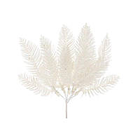 Штучна гілка 24 см Флорістичний матеріал для декору з глітером Білий