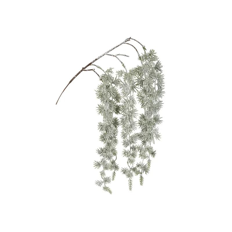 Декоративна гілка 49 см Штучні матеріали для декору та флористики Засніжена зелена, фото 1
