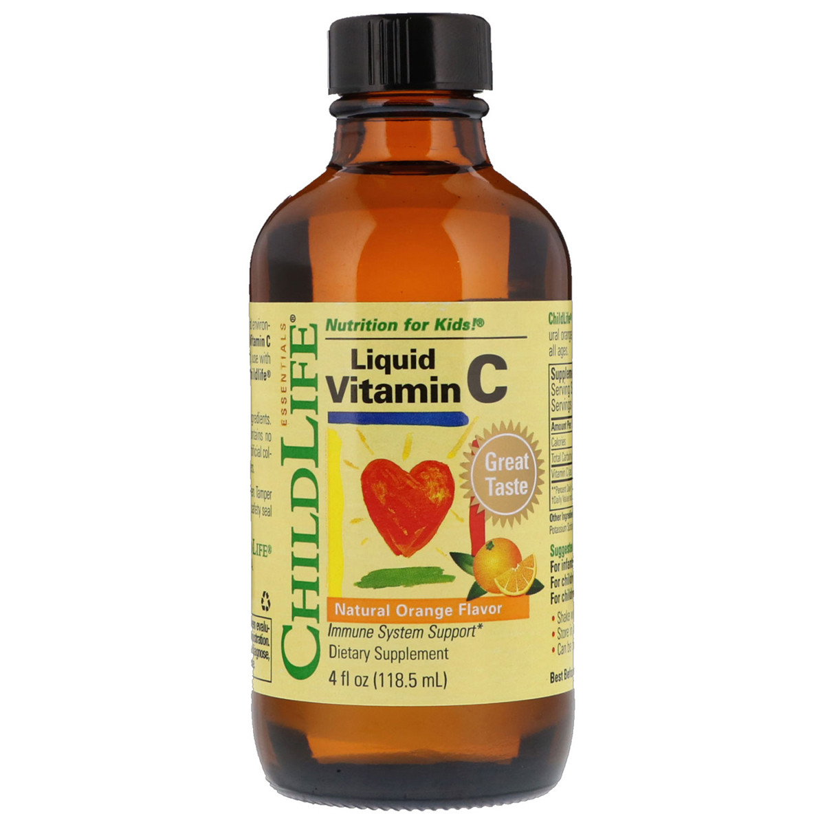 Рідкий Вітамін С для Дітей, Смак Апельсину, Liquid Vitamin C, ChildLife, 118,5 мл, фото 1