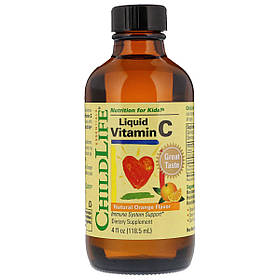 Рідкий Вітамін С для Дітей, Смак Апельсину, Liquid Vitamin C, ChildLife, 118,5 мл