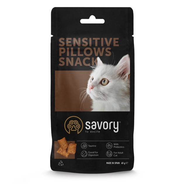 Ласощі для котів з чутливим травленням Savory Cats Snacks Pillows Sensitive, 60 гр, фото 1