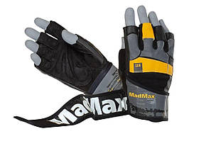 Рукавички для фітнесу MAD MAX Signature MFG 880, Black/Grey/Yellow - M