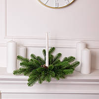 Штучний підсвічник вінок Новорічний з декором зелений на 1 свічку SOK-O-1