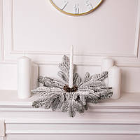 Штучний підсвічник вінок Новорічний з декором засніженим на 1 свічку SOK-O-4