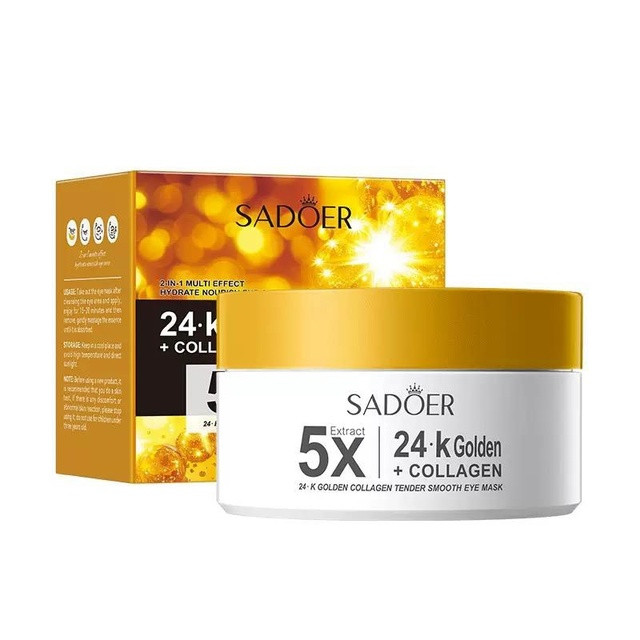 Антивікові гідрогелеві патчі для повік Sadoer 24К Collagen + Collagen, 80шт/100г, фото 1