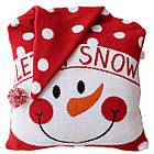 Подушка декоративна в'язана Прованс Сніговик у ковпаку 45x45см (042331)