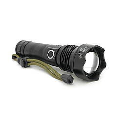 Ліхтарик BP-X718 P90, Zoom, 1 режим, корпус метал, акум 18650, індикація заряду, USB кабель, BOX