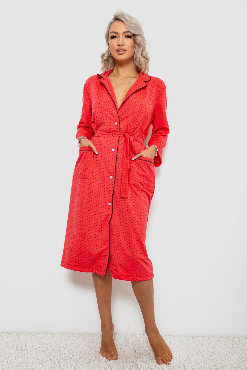 Халат жіночий хатній у горошок, колір червоний, 257R334, фото 1