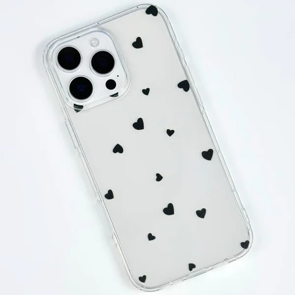 Чохол-накладка Infinity Silicone Cover iPhone 16 Pro Transparent Black Серце, фото 1