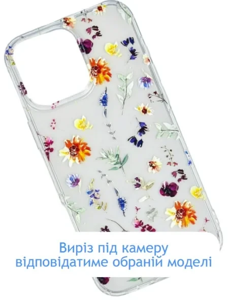 Чохол-накладка Infinity Silicone Cover iPhone 16 Transparent Квіти, фото 1