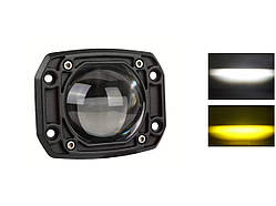 Додаткова LED-фара HP-GZD-266-01 квадратна 14W 10-30V білий/жовтий світло зі світло-теневим кордоном