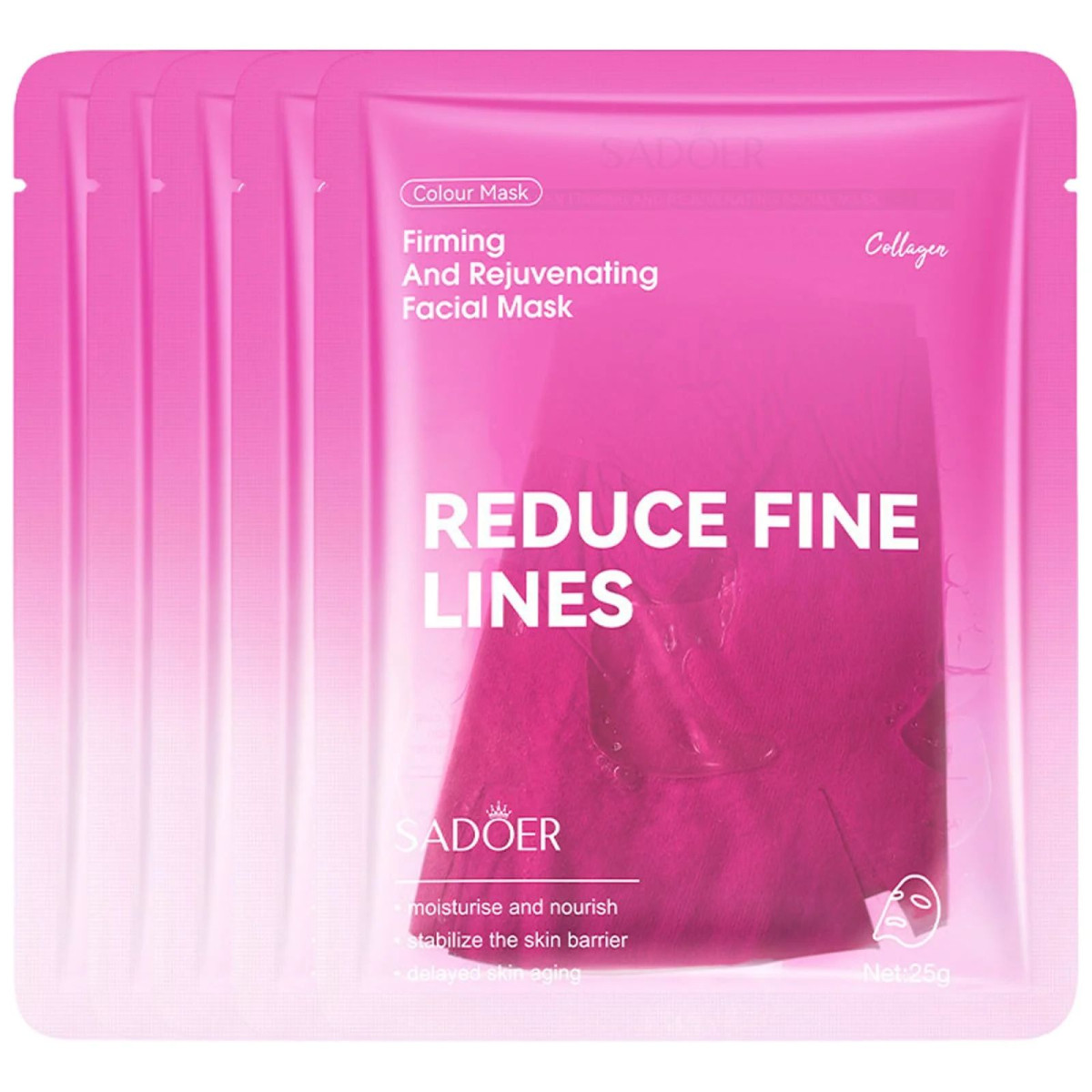 Маска для обличчя з колагеном і вітаміном Е Sadoer, 25g, фото 1