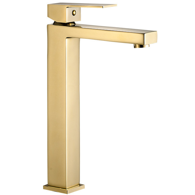 Змішувач для умивальника із високим виливом VBI Loreno золото латунь VBI-050201GL, фото 1