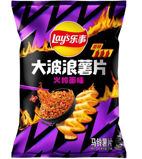 Чіпси Lay's Maxx Ridged Spicy Chicken Noodle Buldak-Nudeln 70г, фото 1