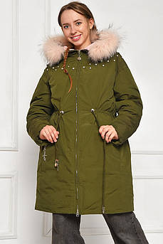 Куртка підліткова для дівчинки єврозима темно-зеленого кольору 207892M