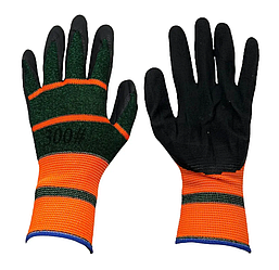 Перчатки Рабочие стрейчевые нейлоновые с ПВХ покрытием 300#(Оранжевые) 12 пар