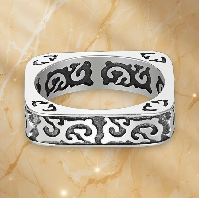 Каблучка срібляста квадратна вінтажний дизайн "Облака" регульована IgnisFlos713, фото 1