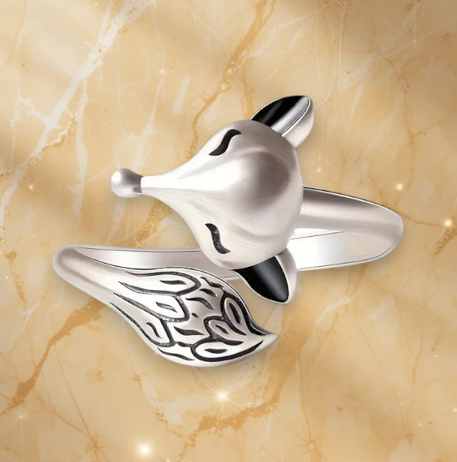 Каблучка срібляста жіноча лисиця проста вінтажна регульована IgnisFlos890, фото 1