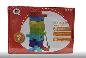 Дженга C 66135 дерев’яна, 48 елементів, молоточок, кубик, ігрові картки, в коробці